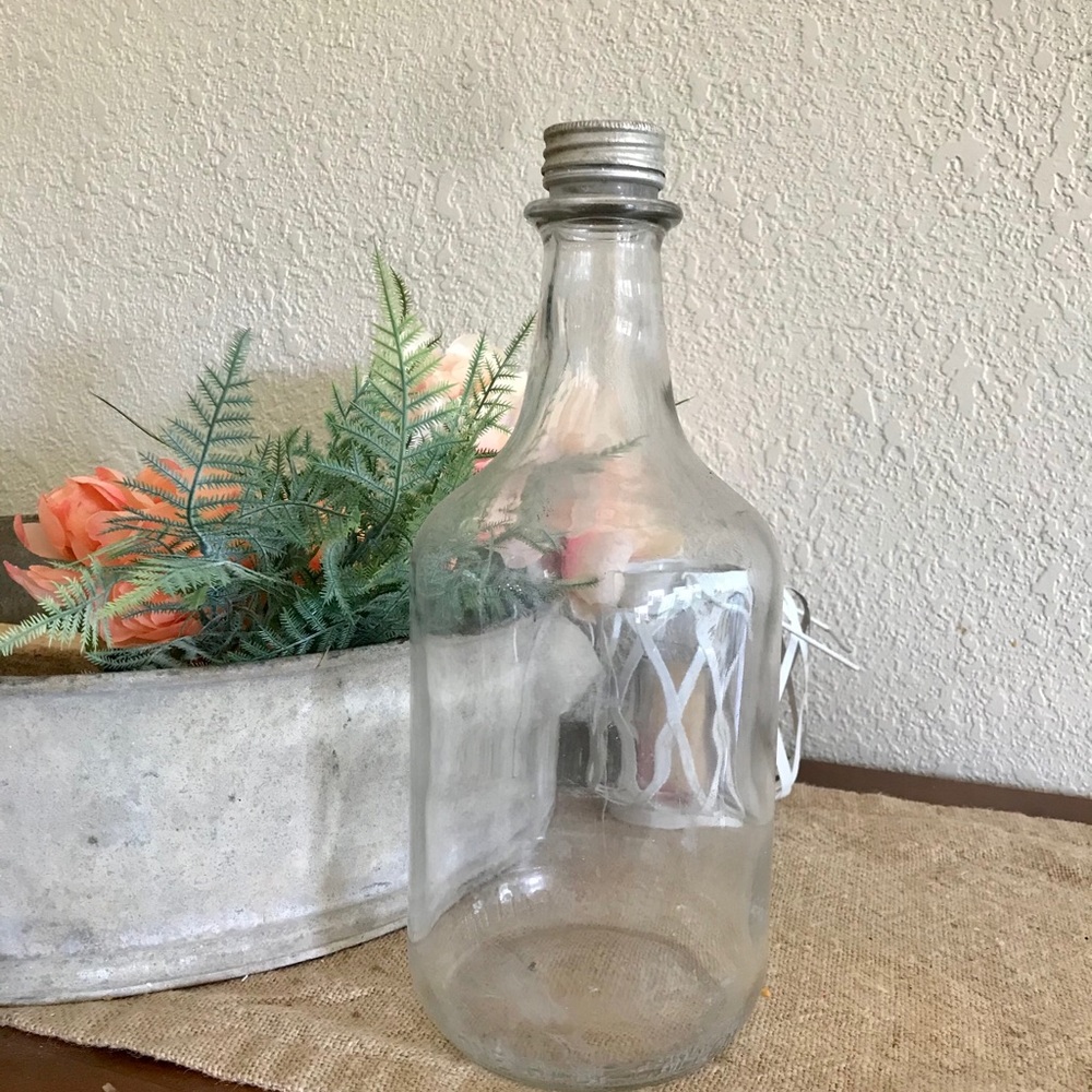 Rustic Farmhouse Glass Bottle Decoration